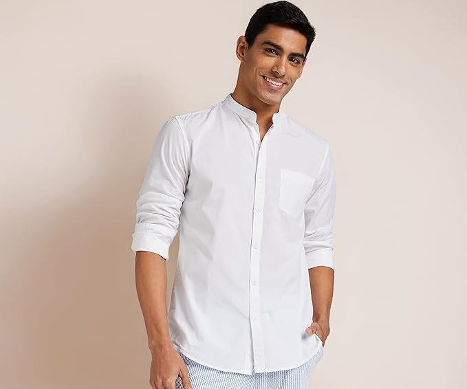amazon brand symbol men's cotton shirt | chinese collar | casual | plain | full sleeve | summer regular fit (available in plus sizes) amazon brand symbol men's cotton shirt | chinese collar | casual | plain | full sleeve | summer regular fit (available in plus sizes)