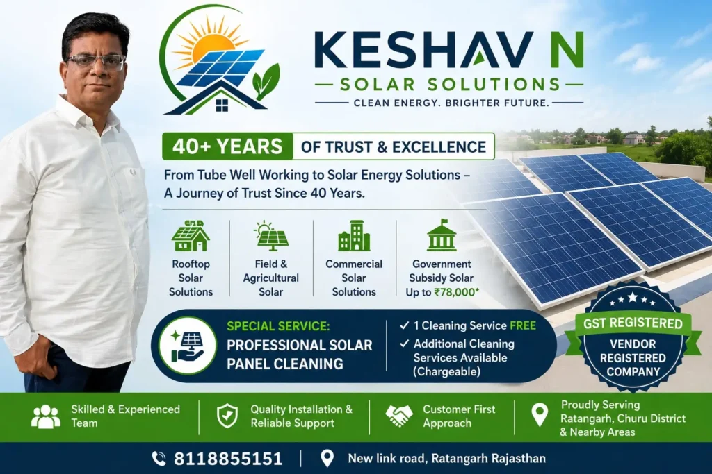 Keshav and Solar Solution Ratangarh providing residential and commercial solar installation services in Rajasthan.